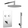 Cruze Round Push-Button Shower Valve Pack with Handset + Rainfall Shower Head Large Image