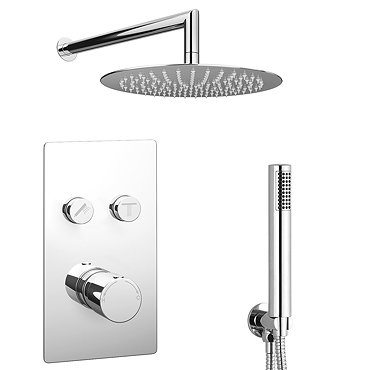 Cruze Round Push-Button Shower Valve Pack with Handset + Rainfall Shower Head  Profile Large Image