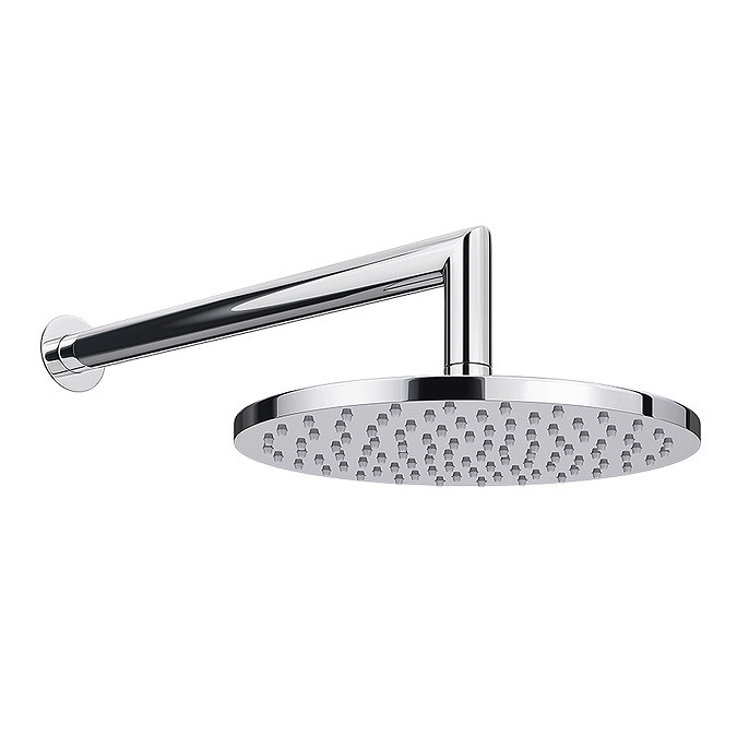 Cruze Round Shower Head with Wall Mounted 90 Degree Bend Arm - 200mm  Profile Large Image