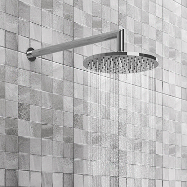 Cruze Round Shower Head with Wall Mounted 90 Degree Bend Arm - 200mm  Profile Large Image