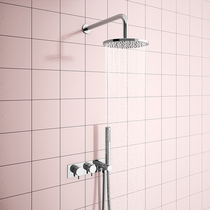 Cruze Round Shower System (200mm Fixed Head, Handset + Integrated Parking Bracket) Large Image