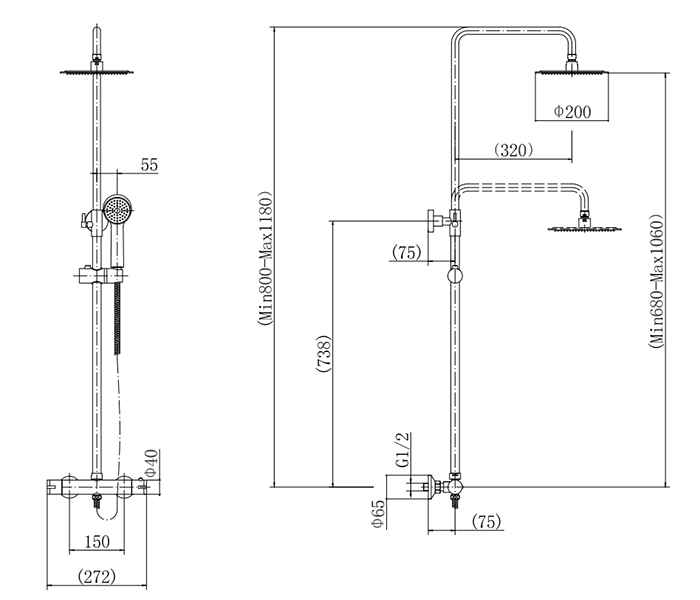 Cruze Modern Thermostatic Shower - Chrome