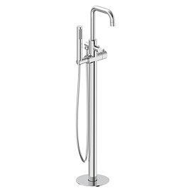 Cruze Round Thermostatic Floor Mounted Freestanding Bath Shower Mixer Chrome