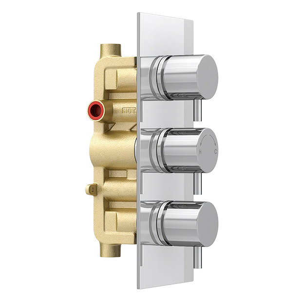 Cruze Round Triple Thermostatic Valve with Round Shower Head + Handset  additional Large Image