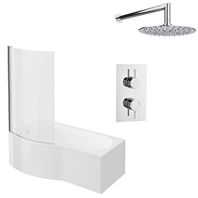 Cruze Shower Bath + Concealed 1 Outlet Shower Pack (1700 B Shaped with Screen + Panel)