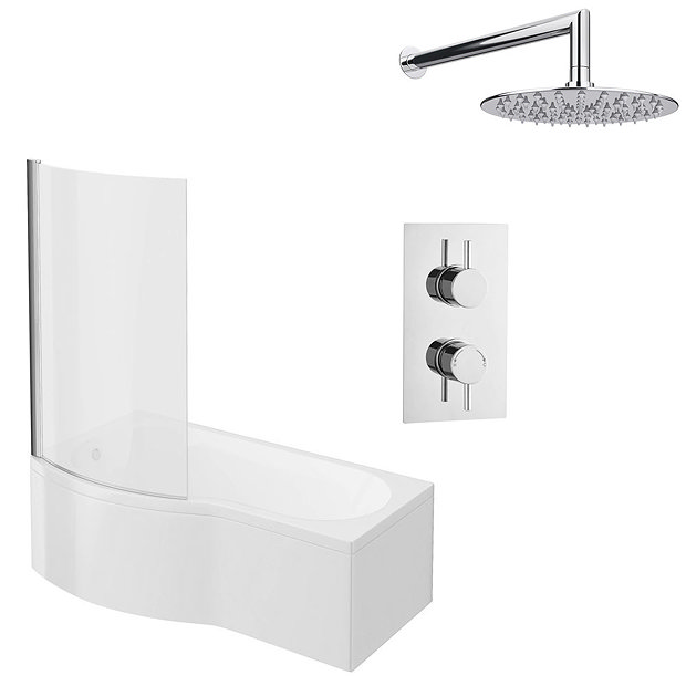 Cruze Shower Bath + Concealed 1 Outlet Shower Pack (1700 B Shaped with Screen + Panel) Large Image