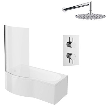 Cruze Shower Bath + Concealed 1 Outlet Shower Pack (1700 B Shaped with Screen + Panel)  Profile Larg