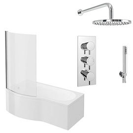 Cruze Shower Bath + Concealed 2 Outlet Shower Pack (1700 B Shaped with Screen + Panel) Medium Image