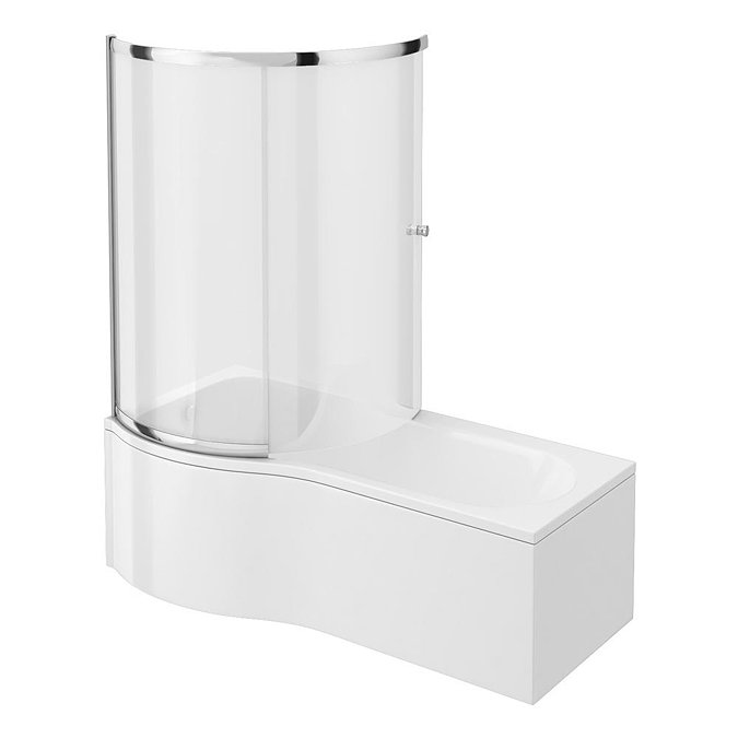 Cruze Shower Bath Enclosure - 1700mm P-Shaped Inc. Screen + Panel Large Image