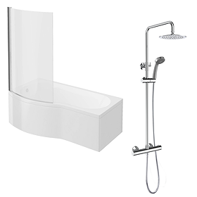 Cruze Shower Bath + Exposed Shower Pack (1700 B Shaped with Screen + Panel)