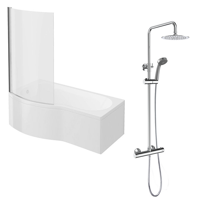 Cruze Shower Bath + Exposed Shower Pack (1700 B Shaped with Screen + Panel)