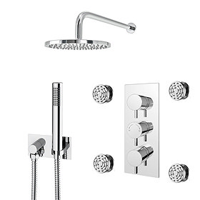 Cruze Shower Pack (Inc. 200mm Wall Mounted Head, 4 Body Jets, Outlet Elbow + Handset) Large Image