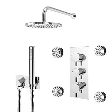 Cruze Shower Pack (Inc. 200mm Wall Mounted Head, 4 Body Jets, Outlet Elbow + Handset)  Profile Large