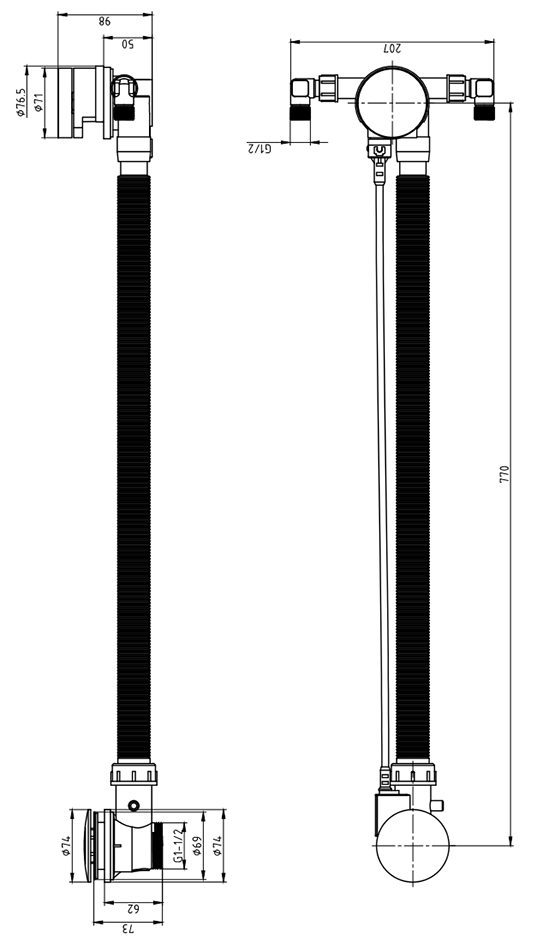 Cruze Shower Package Including Valve, Slider, and Overflow Filler