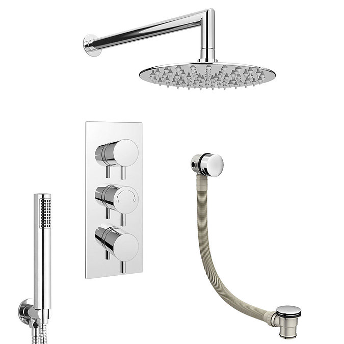 Cruze Shower Package (Rainfall Wall Mounted Head, Handset + Freeflow Bath Filler)  Newest Large Imag