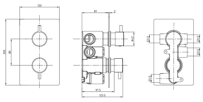 Cruze Shower Package with Valve and Flat Dual Fixed Shower Head (Waterfall / Rainfall)