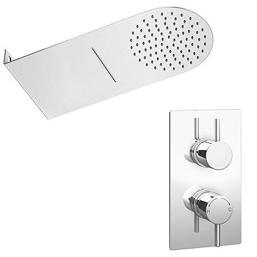 Cruze Shower Package with Valve + Flat Dual Fixed Shower Head (Waterfall + Rainfall)  Profile Large 