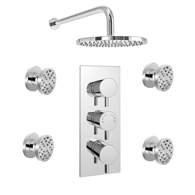 Cruze Triple Concealed Shower Valve with Fixed Shower Head & 4 Body Jets Standard Large Image
