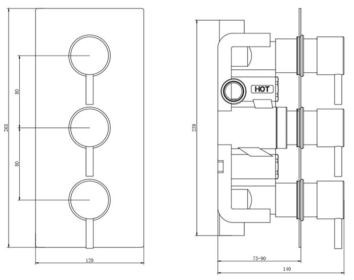 Cruze Triple Concealed Shower Valve With Fixed Shower Head | Online