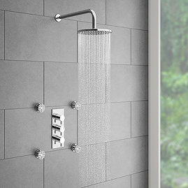 Cruze Triple Concealed Shower Valve with Fixed Shower Head + 4 Body Jets Large Image