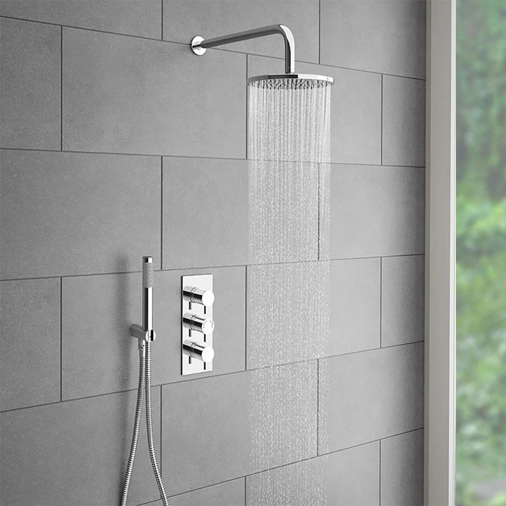 Cruze Triple Round Concealed Thermostatic Shower Valve - Chrome At ...