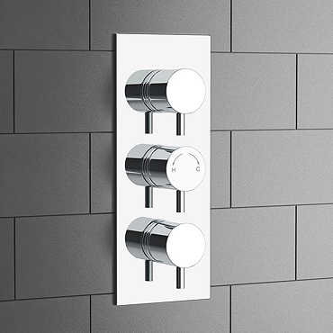 Cruze Triple Round Concealed Thermostatic Shower Valve - Chrome