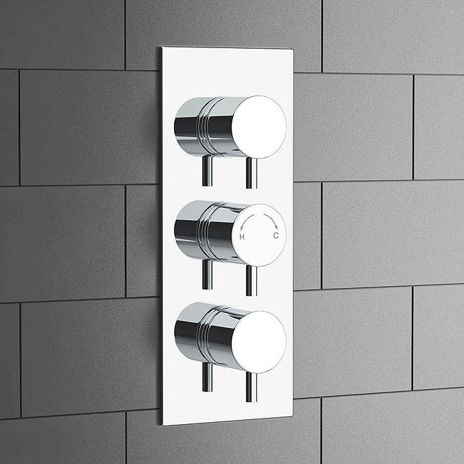 Cruze Triple Round Concealed Thermostatic Shower Valve with Diverter - Chrome  Feature Large Image