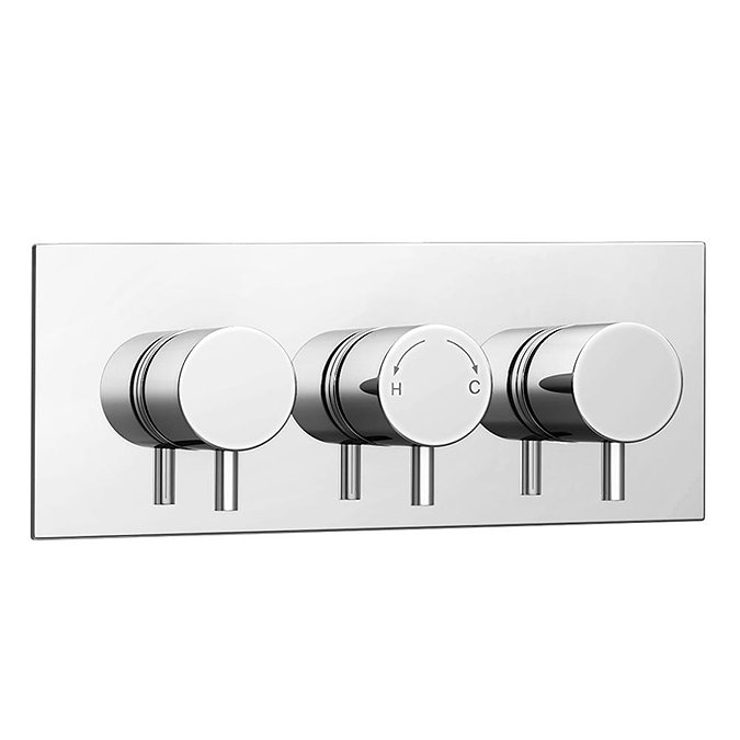 Cruze Triple Round Concealed Thermostatic Shower Valve with Diverter - Chrome  additional Large Image