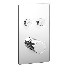 Cruze Twin Modern Round Push-Button Shower Valve with 2 Outlets Large Image
