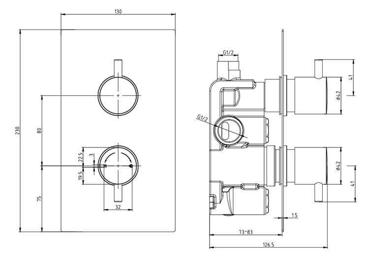 Cruze Twin Round Concealed Shower Valve - Chrome