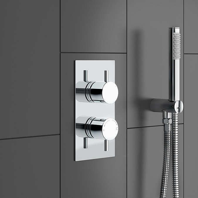 Cruze Twin Round Concealed Shower Valve with Diverter - Chrome