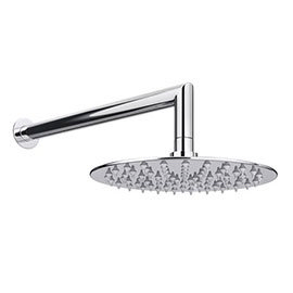 Cruze Ultra Thin Round Shower Head with Wall Mounted Arm - 200mm Medium Image