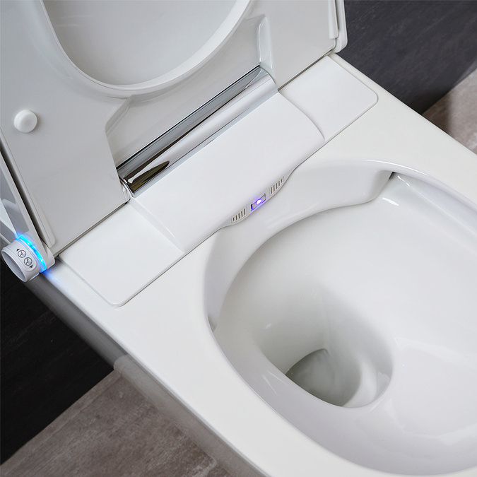 Cruze Wall Hung Smart Toilet with Bidet Wash Function, Heated Seat + Dryer  In Bathroom Large Image