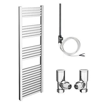 Cube 500 x 1600mm Heated Towel Rail (Inc. Valves + Electric Heating Kit)  Profile Large Image