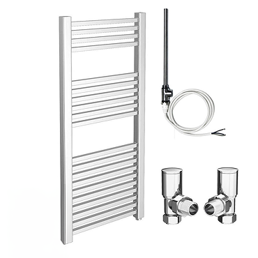 Cube 600 x 1200mm Heated Towel Rail (Inc. Valves + Electric Heating Kit)  Profile Large Image