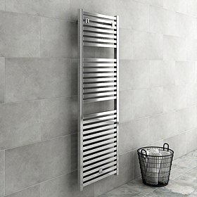 Cube Heated Towel Rail - Chrome (600 x 1420mm) Large Image