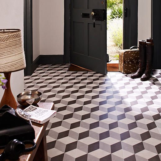 Cube Grey Patterned Floor Tiles - 331 x 331mm  Feature Large Image