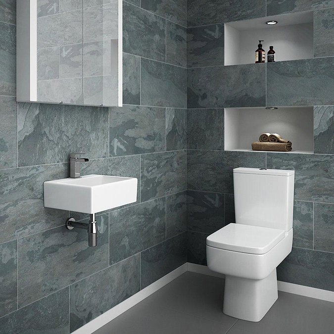 Cubetto Wall Hung Small Cloakroom Basin 1TH - 330 x 290mm Standard Large Image