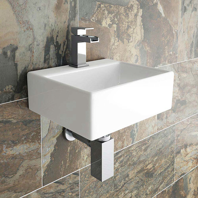 Cubetto Wall Hung Small Cloakroom Basin 1TH - 330 x 290mm Large Image