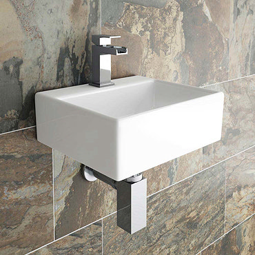 Cubetto Wall Hung Small Cloakroom Basin 1TH - 330 x 290mm Standard Large Image