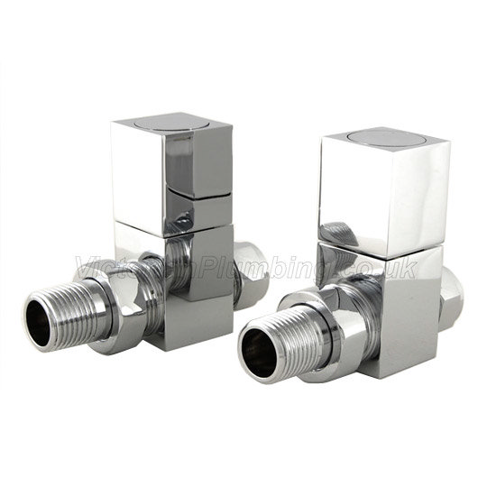 Cubex Square Radiator Valves - Straight at Victorian Plumbing UK