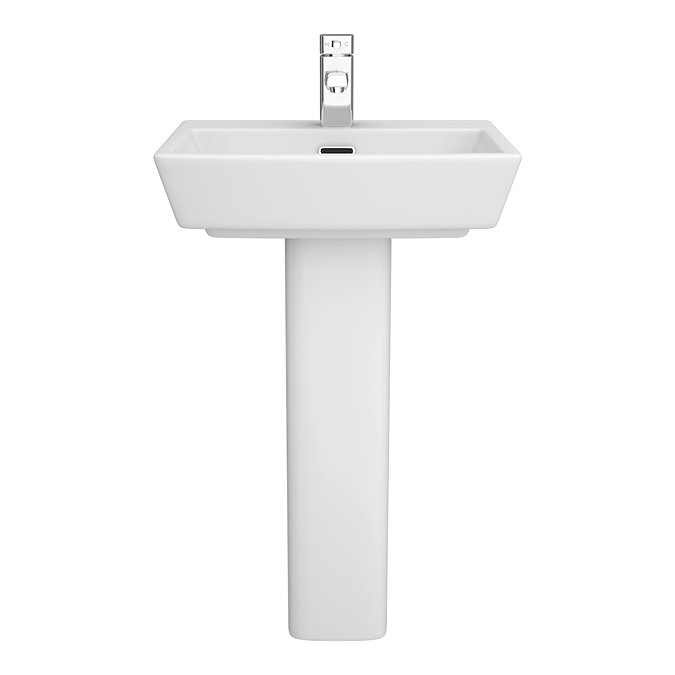 Cubo Basin + Full Pedestal (520mm Wide - 1 Tap Hole)