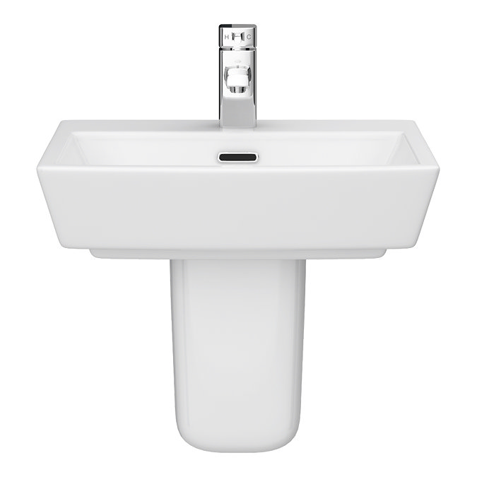 Cubo 520mm Modern 1 Tap Hole Basin with Semi Pedestal