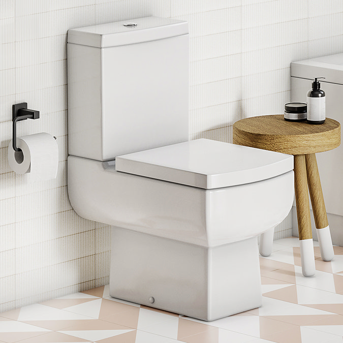 Cubo Modern Square Close Coupled Toilet + Soft Close Seat Large Image