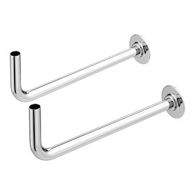 Curved Angled Chrome Plated Brass Tubes with Wall Plates for Radiator Valves (Pair) Large Image