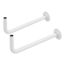 Curved Angled White Brass Tubes with Wall Plates for Radiator Valves (Pair) Large Image