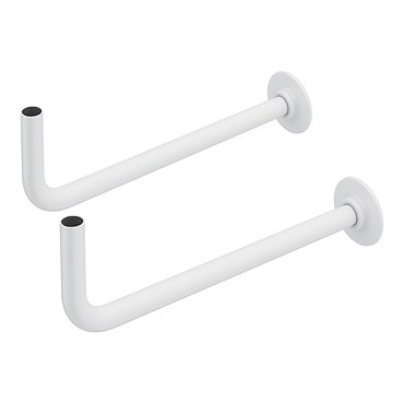 Curved Angled White Brass Tubes with Wall Plates for Radiator Valves (Pair)  Profile Large Image