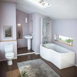 Curved Modern Shower Bath Suite Medium Image