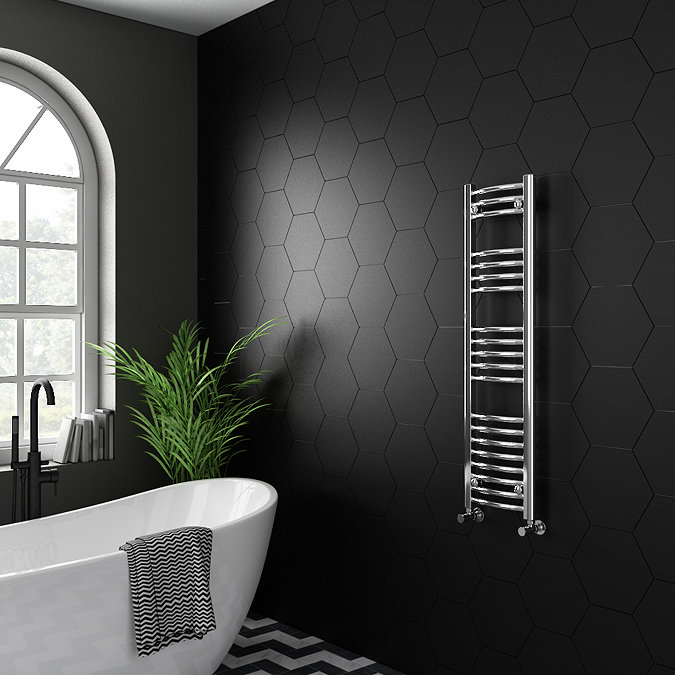 Toreno Heated Towel Rail – Chrome – 300 x 1200mm – Curved Bars