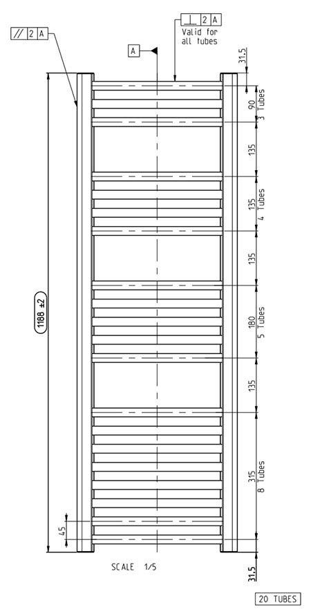 Toreno Heated Towel Rail - White - 300 x 1200mm - Curved Bars